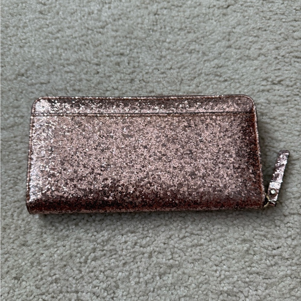 kate spade Rose Gold Glitter Zip Wallet - Picture 2 of 8